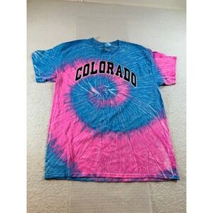 Colortone Colorado Tie Dye T-Shirt Mens Large Pink Blue Spiral Graphic Tee L